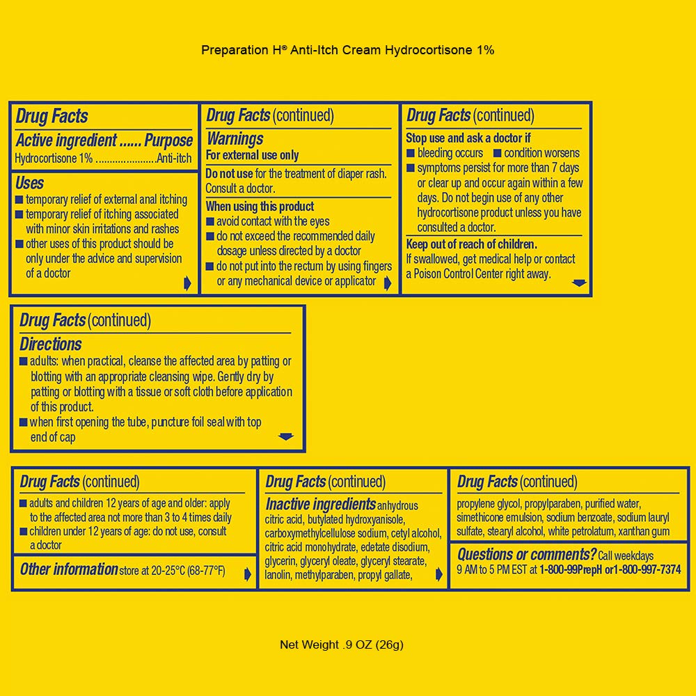 Preparation H AntiItch Hemorrhoid Treatment Cream with Hydrocortisone