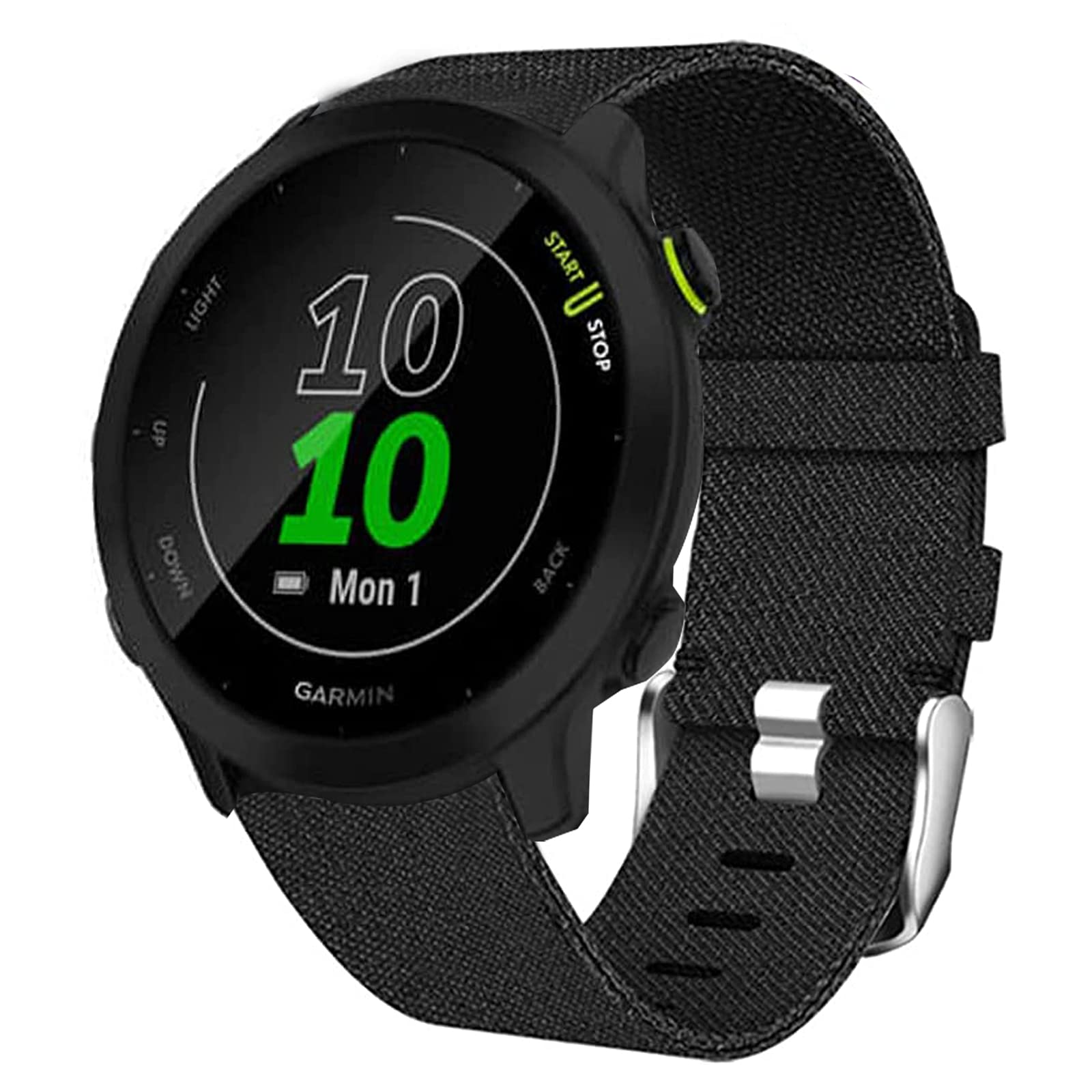 Giaogor Compatible for Garmin Forerunner 55 Band, Breathable Nylon Woven Fabric Replacement Accessory Strap Compatible for Garmin Forerunner 55 / Approach S42 / Approach S12 (Black)