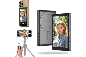 FLATIC Vlog Selfie Monitor Screen for iPhone & Android, 2000mAh Back Camera Monitor Phone with Bluetooth Remote, Speaker, 3-Level Brightness, 4K/30FPS Wireless & Wired Recording, No Delay