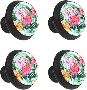 4 pomos de estilo fresco y pequeño, diseño de flamencos rojos de la