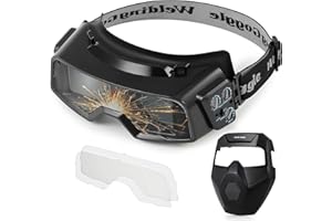 CREWORKS True Color Auto Darkening Welding Goggles, Shade 4/5-9/9-13 Safety Welding Glasses Welder Mask with Grinding Mode, Eye Protection for TIG MIG ARC Plasma Cutting, Black