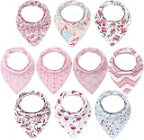 Newthinking 10 Pack Girl Dribble Bibs 100% Cotton with Adjustable Snaps
