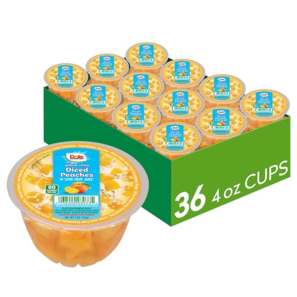 DOLE FRUIT BOWLS DICED PEACHES IN 100% JUICE...
