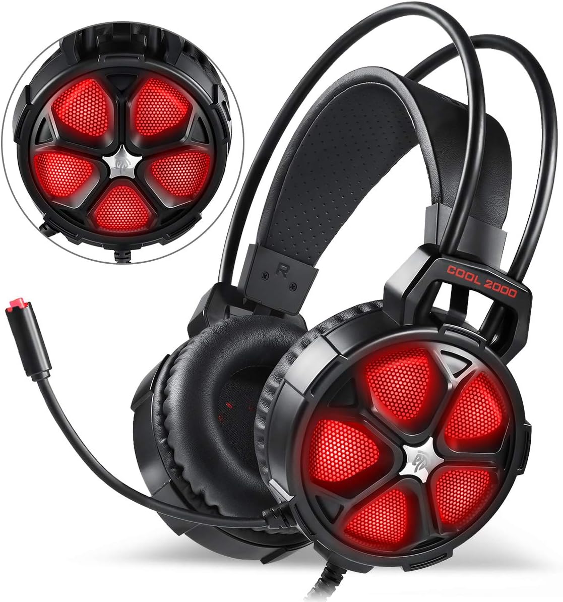 EasySMX Auriculares Gaming, [Regalo San Valentín] Cascos Gaming Estéreo con Micrófono para PC, Nueva Xbox One, Nintendo Switch, PS4, Mac, Smartphone luminación LED, Control de Volumen y Cable 2 en 1