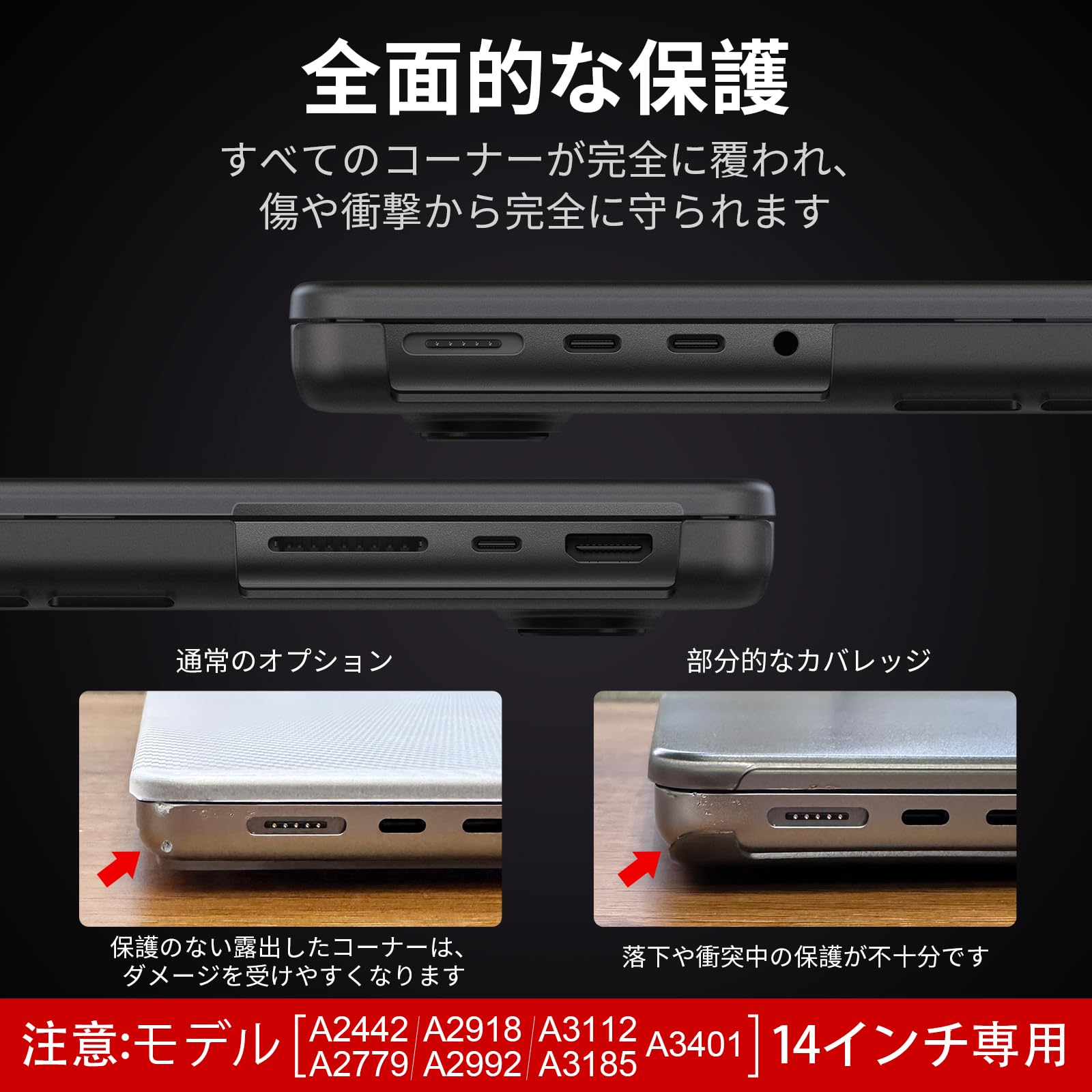 Soonjet 対応 MacBook Pro 14インチ用ケース 2024-2021 M4-M1 Pro/Max [公式カラー100%マッチ] [サイエンティフィックスリム] A3112 A3185 A3401 A2992 A2918 A2779 A2442 ノートパソコン用保護ハードケース マットカバー - スペースブラッククリア