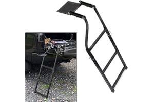 Wocch Universal Tailgate Ladder for Pickup Truck Accessories Upgrade 5 Heights Extendable Tailgate Step with Stainless Steel Self Drilling Hex Screws