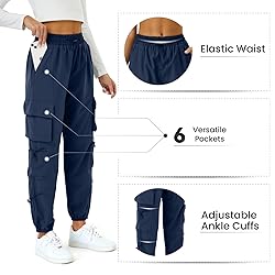 COPYLEAF Womens Parachute Cargo Pants with Pockets