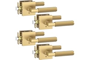 Asidrama 4 Pack Champagne Bronze Privacy Door Handles, Door Lever with Door Knobs Indoor for Bedroom or Bathroom, Heavy Duty Door Handles Interior with Locks for Left Right Sided Doors