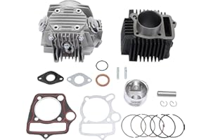GOOFIT 52.4mm Cylinder Head Assembly with Sleeve Plug Spark Plug Upper and Lower Gasket for 4 Stroke Horizontal 110cc Engine ATV Dirt Bike Go Kart Scooter
