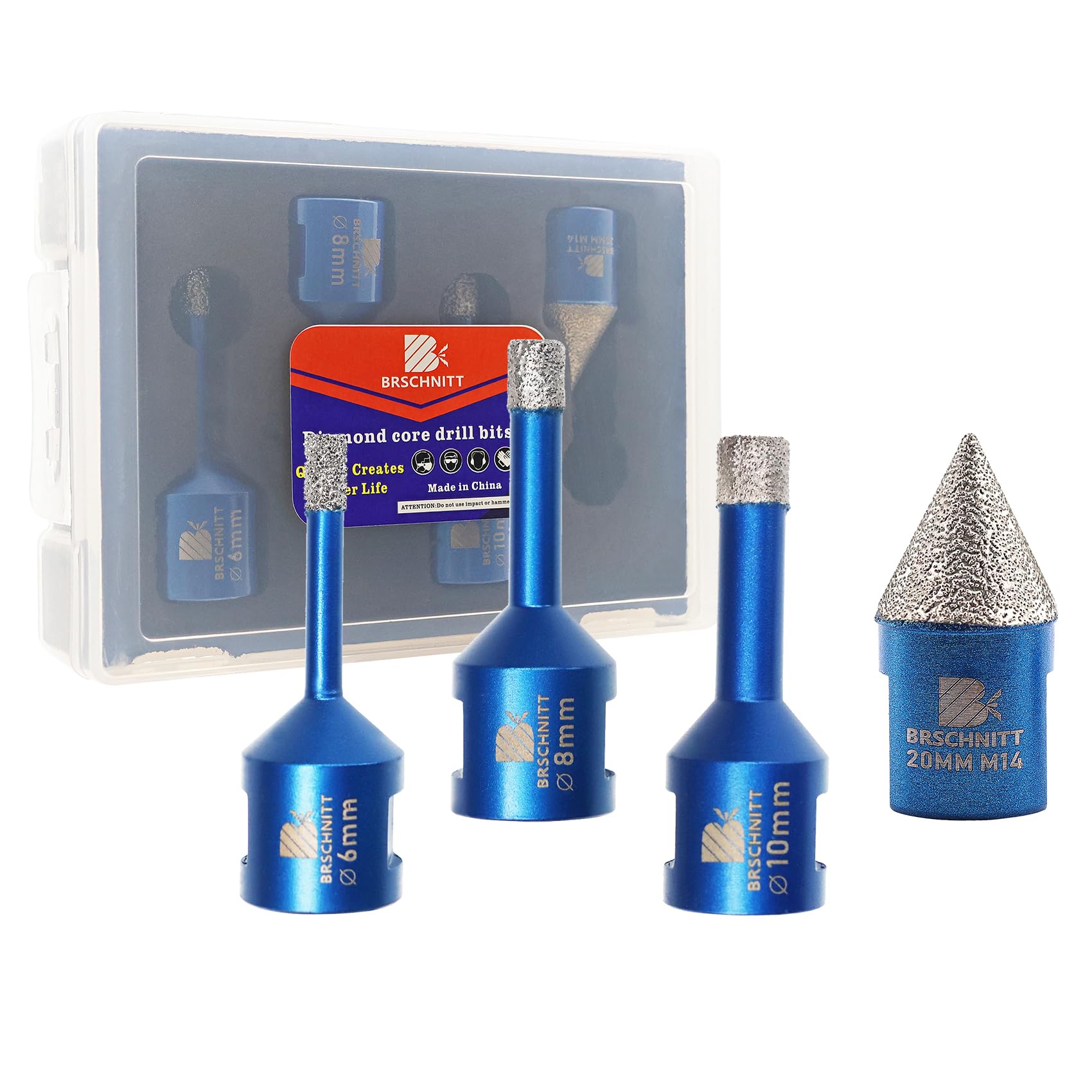 Diamond Core Drill Bit Set for Porcelain Tile Ceramic Marble Granite Drilling,BRSCHNITT 6/8/10 &0-20mm chamfer bit — image 1