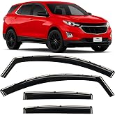Voron Glass in-Channel Rain Guards for Chevy Equinox 2018-2024 | Extra Durable, High-Impact Polycarbonate Window Deflectors, Full Coverage Window Vent Visors, Dark Smoke Tint, 4 pcs
