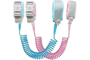 Anti Lost Wrist Link (8.2ft), Socub Toddler Leash Wrist for Kids Child Safety with Key Lock, 2 Pack, Pink and Blue