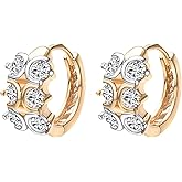 JOLCHIF 14K Rose Gold Cubic Zirconia Hoop Earrings for Women, Statement Geometric Hoop Earrings Hypoallergenic Trendy Jewellery