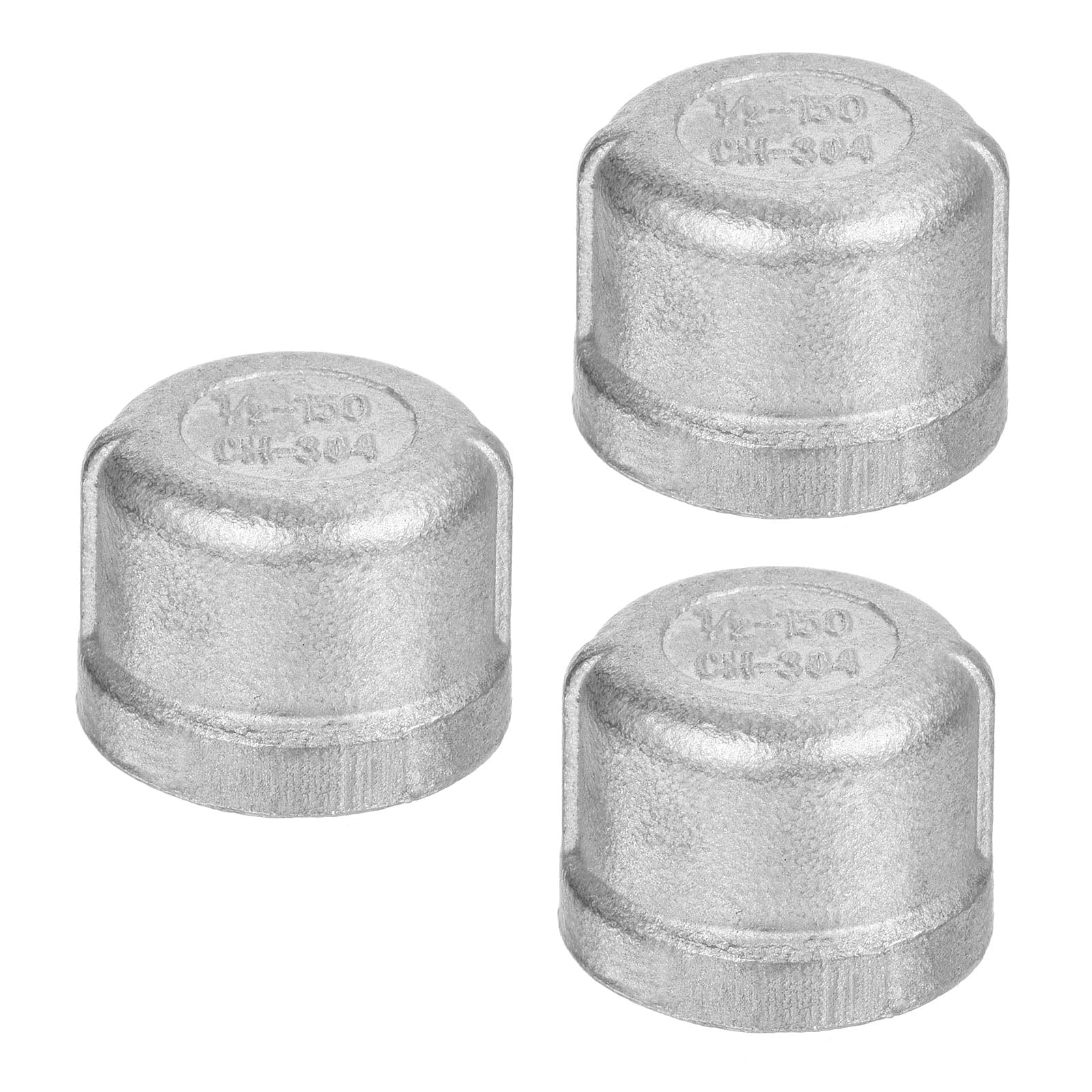 PATIKIL 1/2" NPT Pipe Fitting Cap, 3 Pack 304 Stainless Steel Pipe Cap for DIY, Plumbing System
