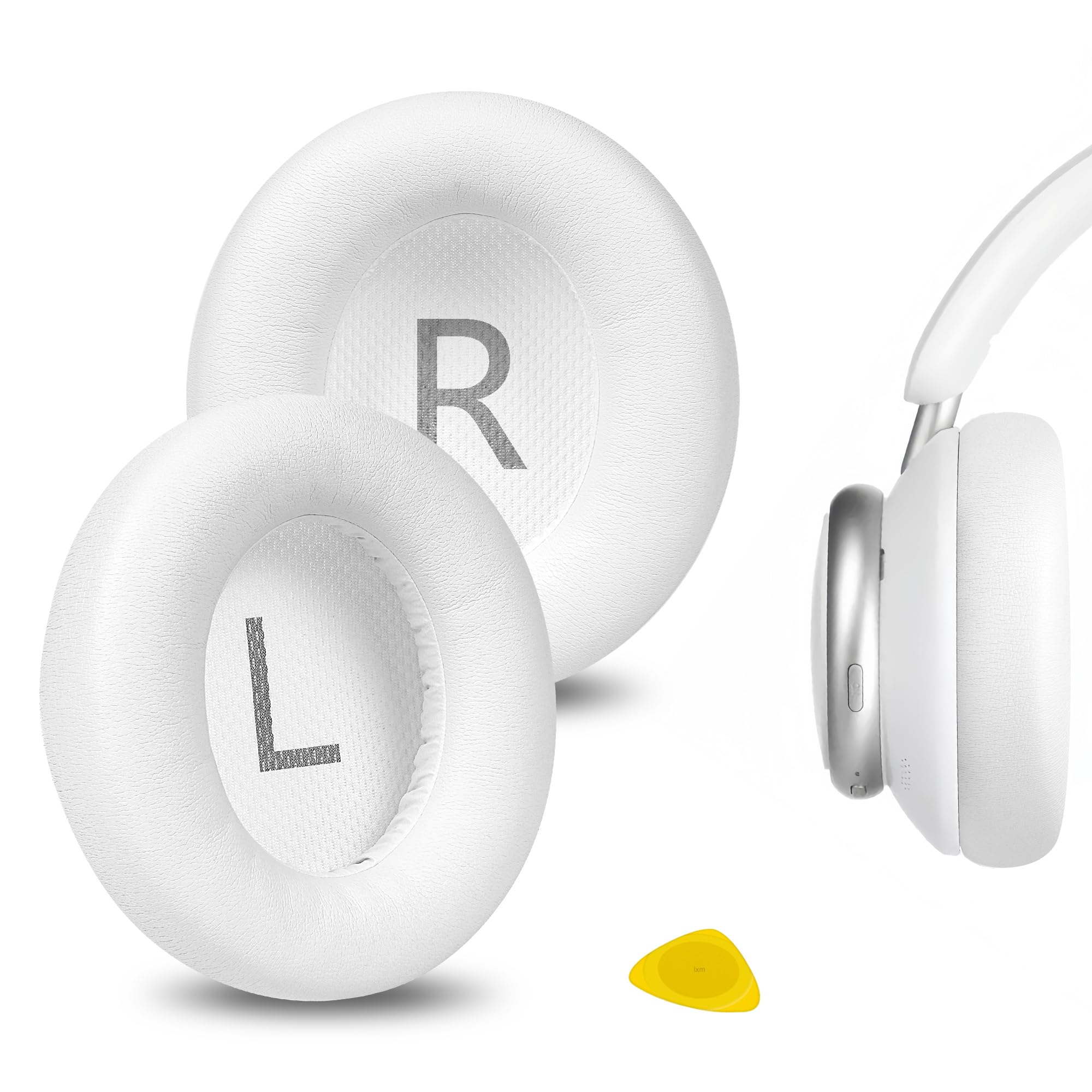 Geekria QuickFit Replacement Ear Pads for Anker Soundcore Life Q45, Space Q45 Headphones Ear Cushions, Repair Parts (White)