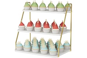 VyGrow Cupcake Stand, 3-Tier Dessert Stand for 55 Cupcakes, Wood & Metal Tower Display Premium Holder Dessert Tree Tower for 