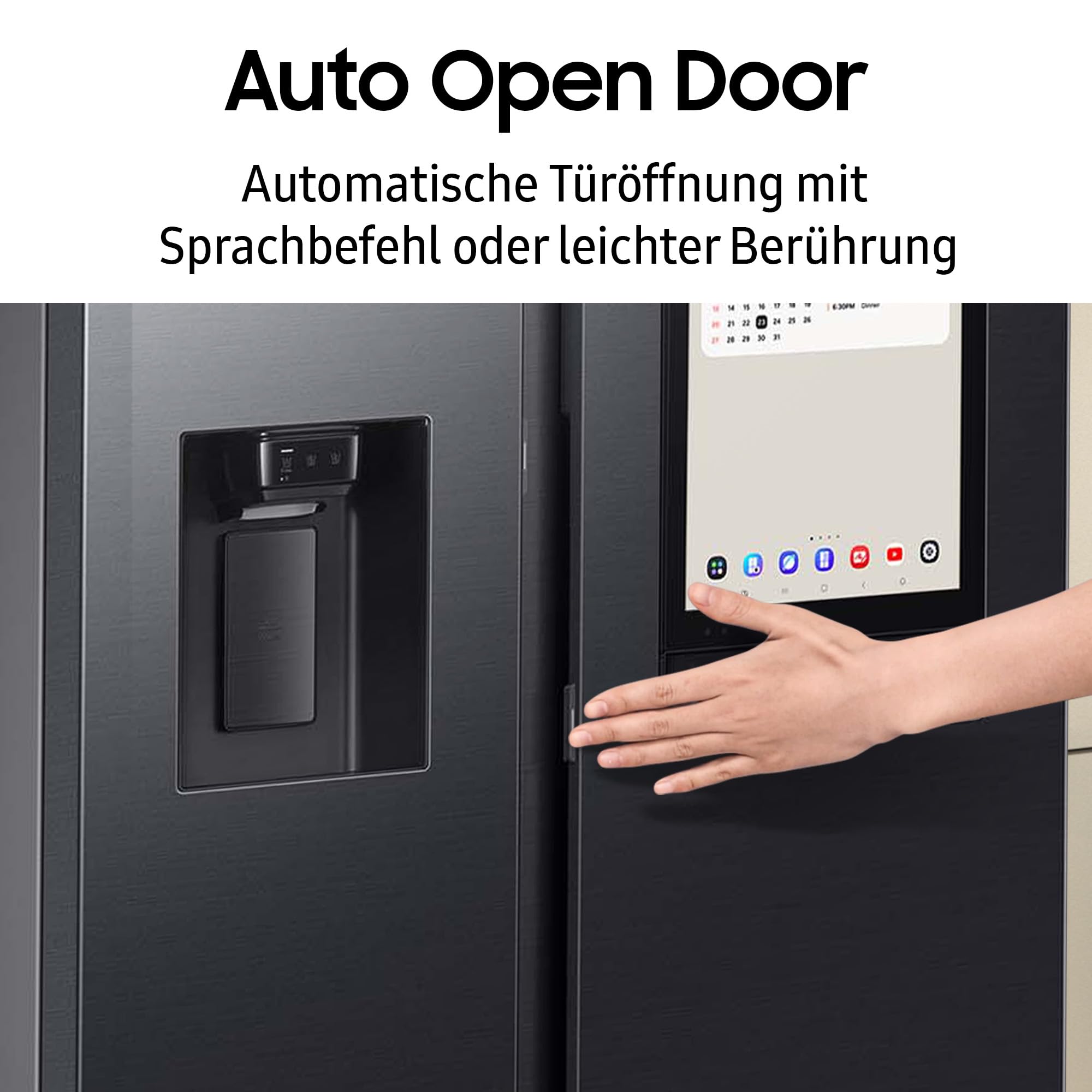 Samsung RS90F66BEFEF Side-by-Side Kühl-Gefrierkombination, AI Kühlschrank mit Gefrierfach, 178 cm, 614 l, Eis-/Wasserspender mit Wasseranschluss, Family Hub, AI Energy & Voice Control, Black Steel 7