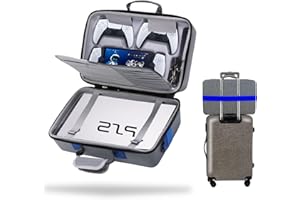 CNCJ Hard Shell Carrying Case for PS5 Slim, Portable Carry Bag PlayStation 5 Slim Compatible with Disk Digital Edition, PS5 Slim Console Travel Suitcase for Controller, Base, Game Accessories Grey