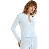 Organic Basics Womens Soft Knit Slim Fit Long Sleeve Cardigan Top