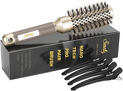 Sndyi Round Hair Brush 32mm Nano Ceramic Ionic + Boar Bristles