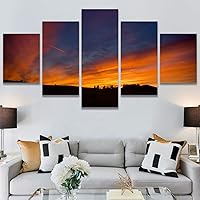 SIGNWIN 5 Panel Canvas Wall Art Colors of The Sky for Home Decorations Ready to Hang - 60