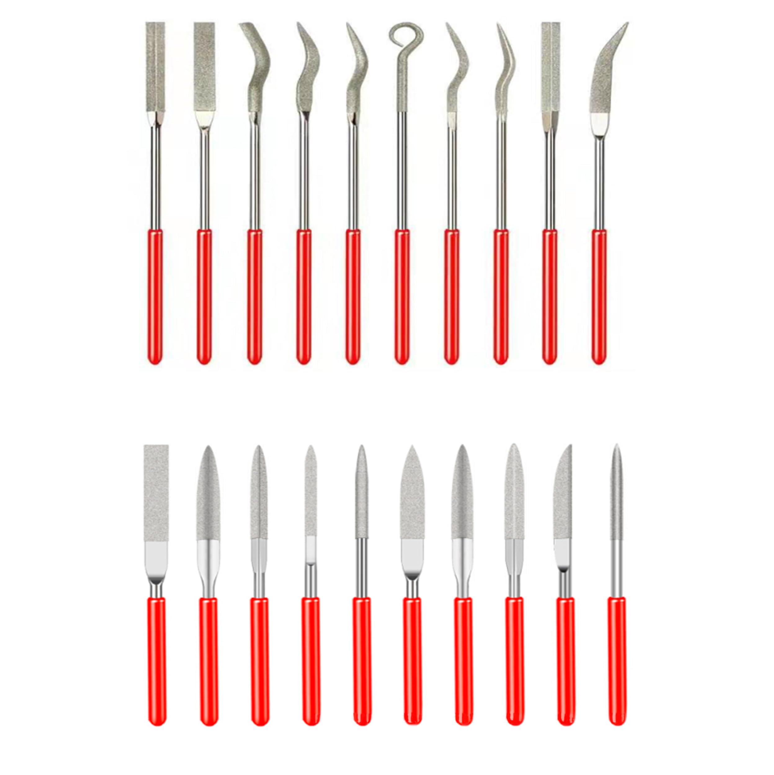 20 Pcs Diamond Needle File Set, Needle Files 140mm Metal File Small File Set Diamond Files,Mini Needle Jewelry Files Dental File Tool Kit for Metal Glass Stone Wood Jewelry Carving