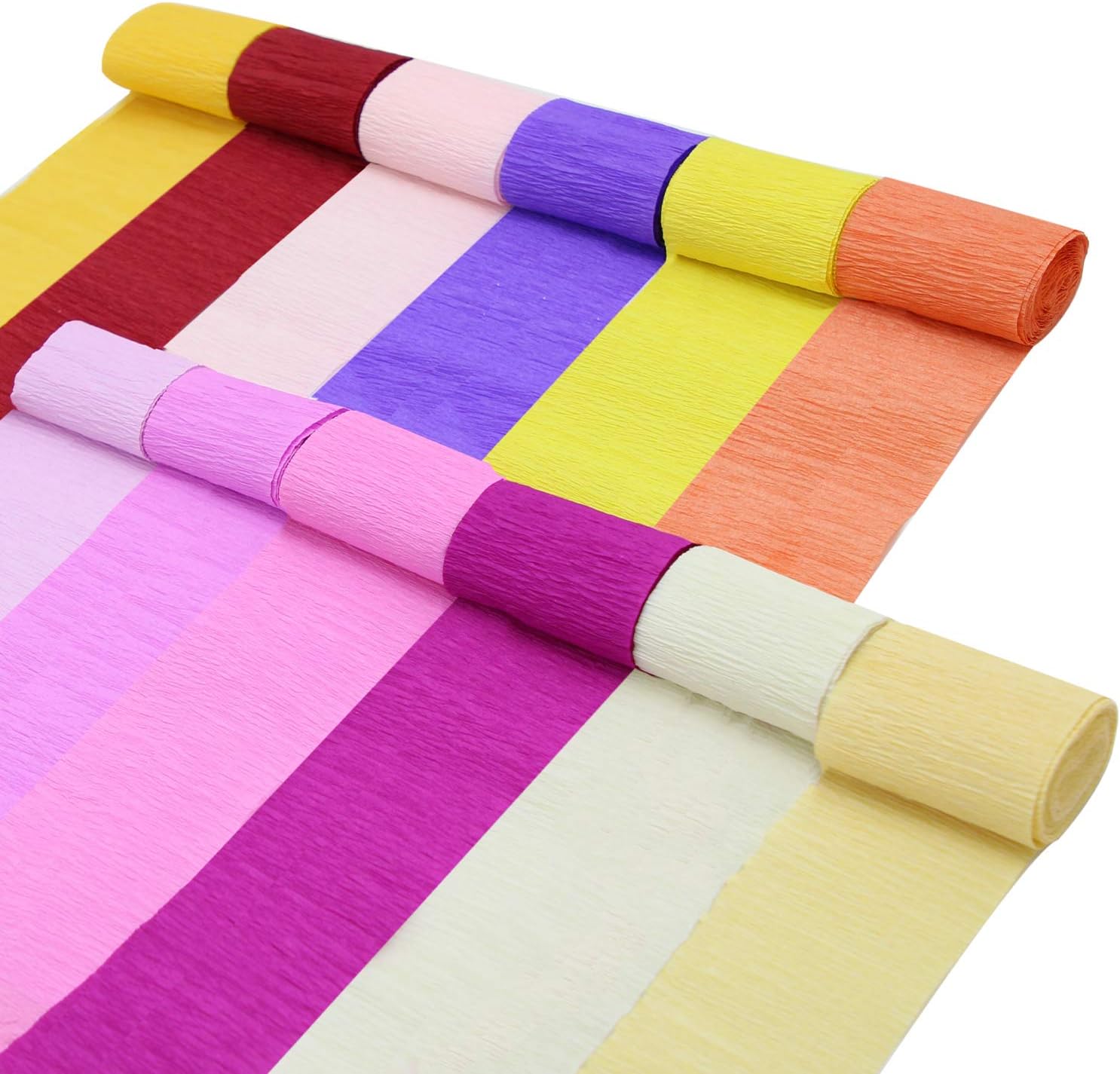 UNIQOOO 12Rolls Crepe Paper Streamers 12 Shades of Pink Set for DIY