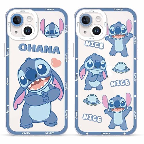 2 Pack Cute Cartoon Cases for iPhone 13 mini Case 5.4",Kawaii Character  Anime Girly Stitch