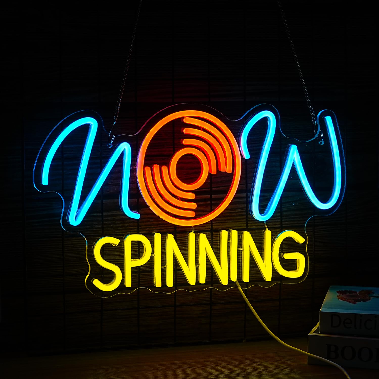 Condition photo showing New/Like New for lisignve record neon sign for wall decor vintage music studio neon light wall art dimmable led now s