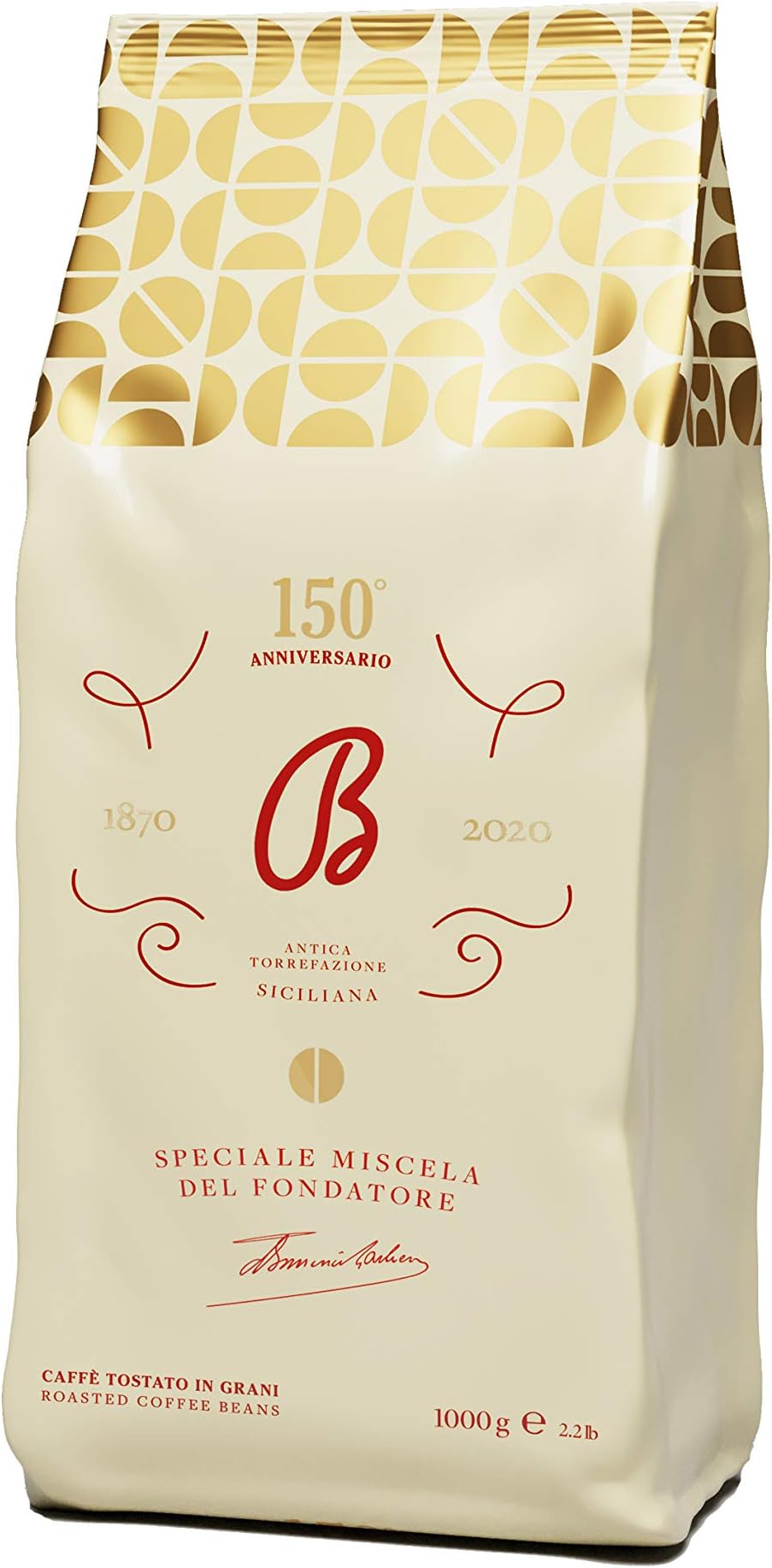 B1870 Barbera - Premium Italian Blend Fondatore Coffee Beans 1kg (Pack of 1)