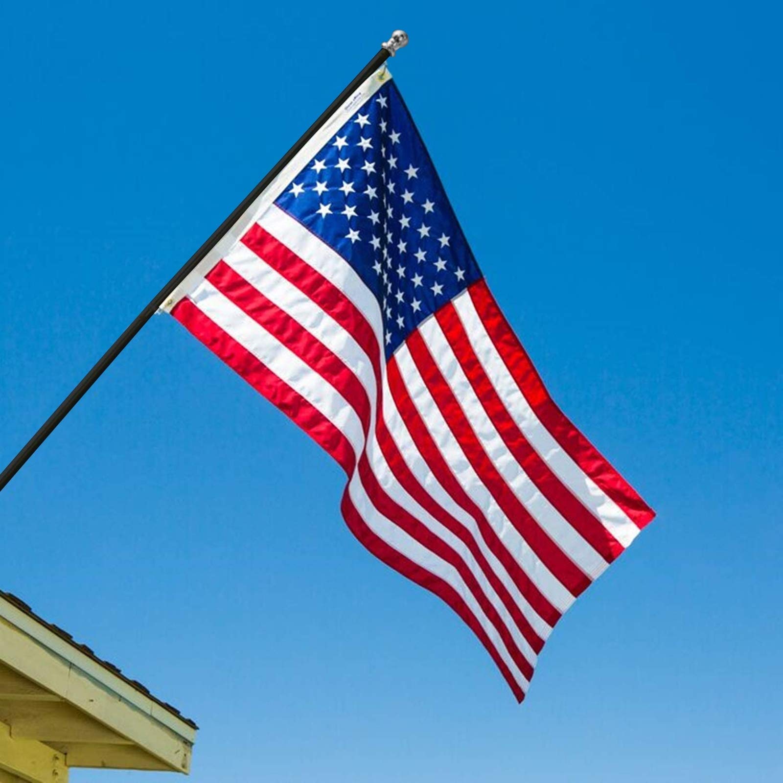 Grace Alley Flag Pole: 6 Foot Tangle Free Spinning Flag Pole. Residential or Commercial Flag Pole. Wind Resistant/Rust Free. (Black)