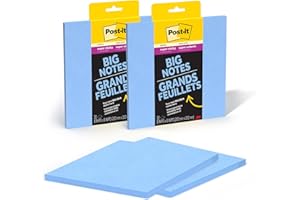 Post-it Super Sticky Big Notes, 8 in. x 8 in., Extra Large Sticky Notes in Washed Denim, 2 Pads, 60 Sheets Total, Great for V
