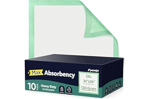 Fygrip 10 Count Hospital Grade 130 Gram 36” x 36” Max Absorbency Disposable Underpads, Leakproof Quick Drying XXXL Bed Pads Disposable Adults, Toddler Mattress Pads, Incontinence Pads, Pee Pads Chux