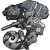 Patchlab Helikon-Tex Tactical Chameleon Legion Nightstalker V3 Operator PVC Rubber Morale Patch, Hook &amp; Loop Attachment for Backpacks | for Army, Patriots, Grey &amp; Green, 4x4