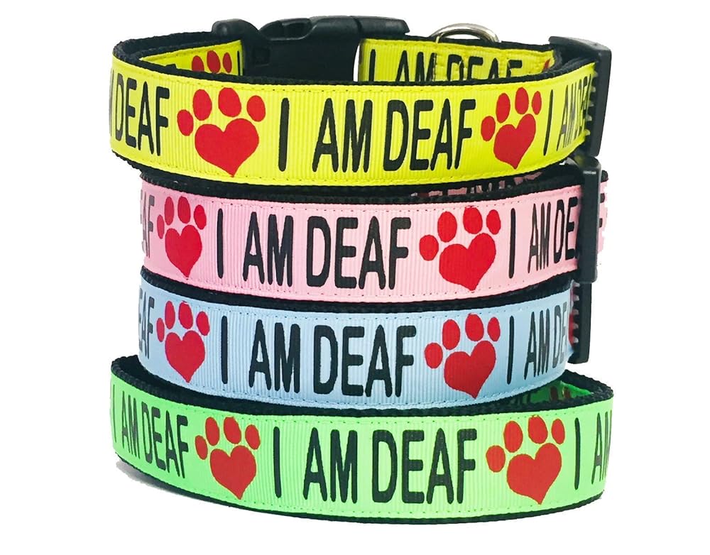 DEAF DOG"I AM DEAF" Dog Collar SMLXL Help Prevent Accidents by warning others