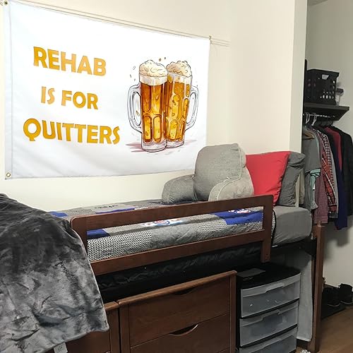 ZKflager Rehab Is For Quitters Flag Cool Funny Flags For Room Guys