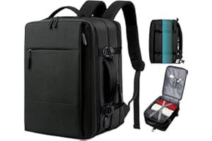 Linksandt Carry On Backpack 35L Large Travel Backpack For Women Men, Water Resistant Black Work Backpack With Usb Charging Port For College Business Computer Laptop Bag