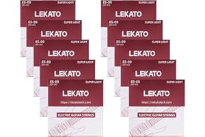 LEKATO Electric Guitar Strings Nickel Plated Steel Coated Electric Guitar Strings with Ball End 10 Set of 6 Hex Steel String(09-42)