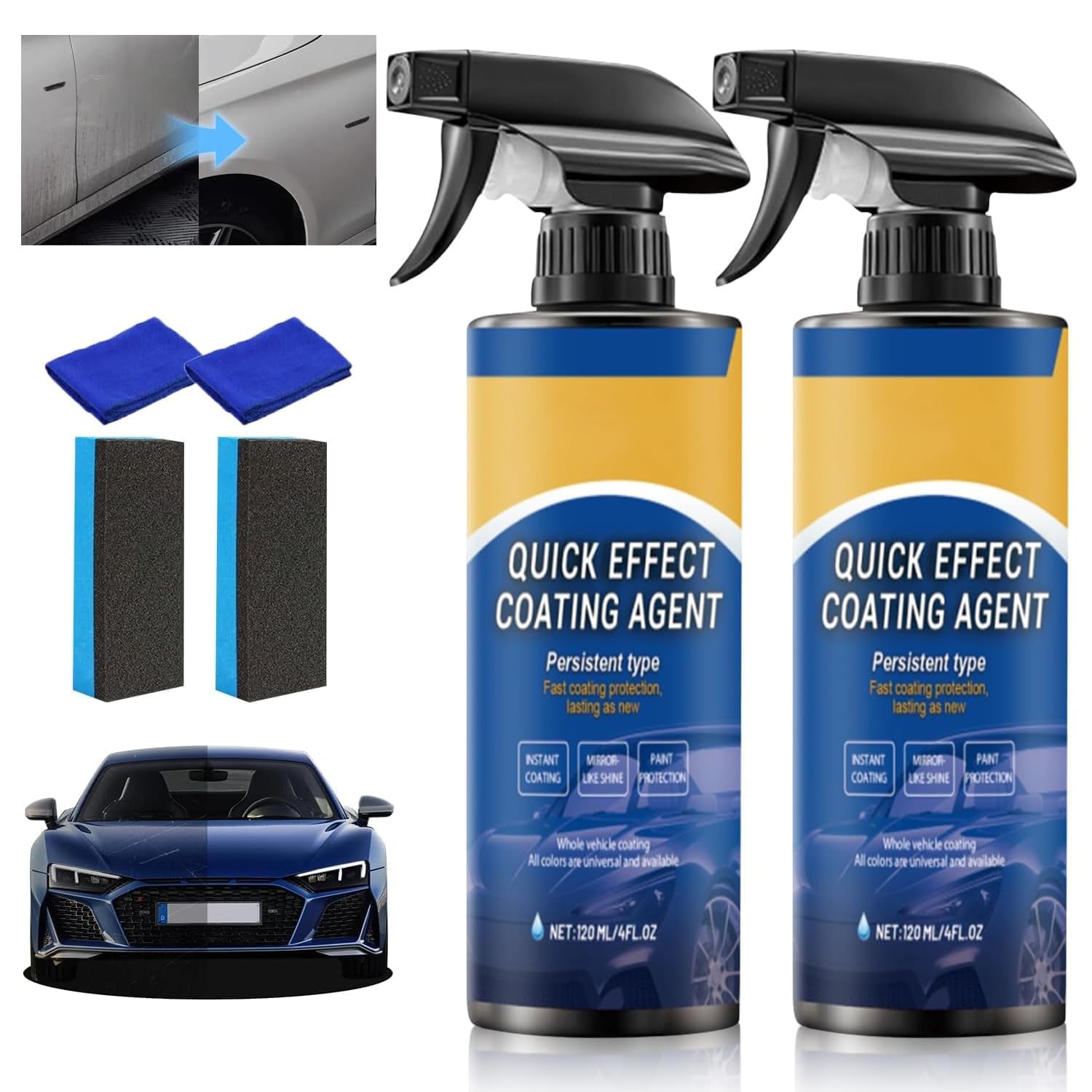 Photo 1 of ** FACTORY SEALED **2PCS Car Coating Spray, Quick Effect Coating Agent, 3 in 1 Advanced Car Quick-Acting Coating Agent Spray, Car Scratch Wax Polish, Suitable for All Cars