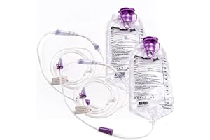 MEDCORE 2 Pack - 1200ML Enteral Delivery Gravity Feeding Bag Set, Disposable Enteral Nutrition Bag with Slip Tip Connector - Feed Bag Health Care Aids