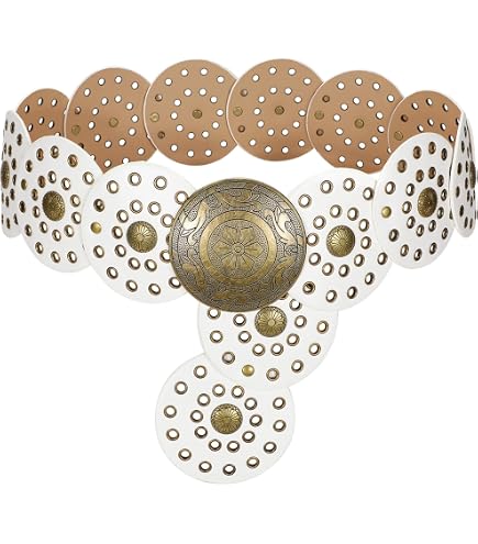Buywis Wide Disc Belt for Women Boho PU Leather Disk Belts  display picture 2