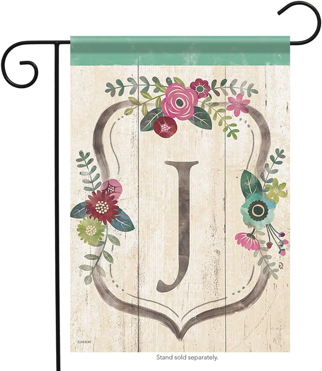 Amazon Com Carson Garden Flag Classic Floral Monogram J Garden Outdoor