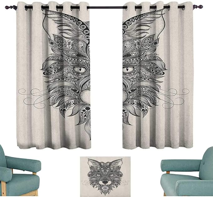 Celtic - Cortina de baño para niños, diseño de Cabeza de Zorro con Ojos