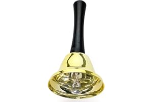 Skeleteen Gold Ringing Hand Bell - Loud Metal Handheld Ring Tea Bell for Calling Attention and Assistance
