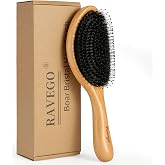 RAVEGO Hair Brush, Boar Bristle Hair Brushes for Women men Kid, Curved Boar &amp; Nylon Bristle Brush for Wet/Dry Hair Smoothing Massaging Detangling, Everyday Brush Enhance Shine &amp; Health