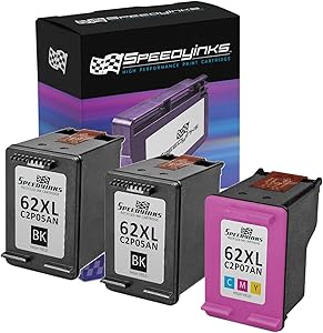 Speedy Inks Remanufactured Ink Cartridge Replacement for HP 62XL High-Yield (2 Black & 1 Color, 3-Pack)