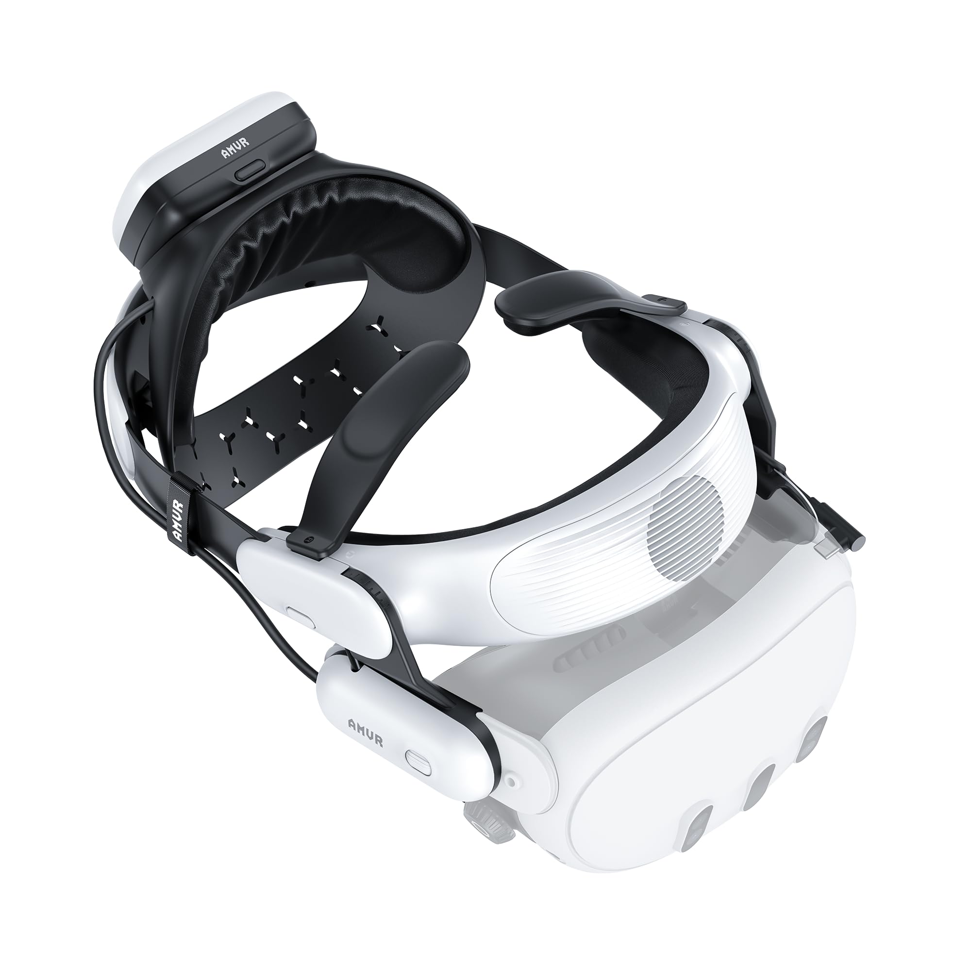 AMVR BS1 Rechargeable Battery Head Strap Compatible with Meta Quest 3, Air Cooling System Hot-Swap Battery Pack, Comfort Adjustable & Extended Gaming Sessions (Halo Head Strap, for Q3)