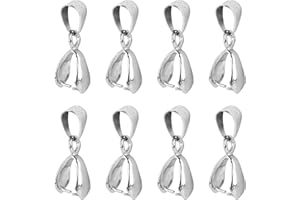 AUEAR, 50 Pack Metal Pinch Clip Bail Clasp Dangle Bead Pendant Connector Findings for Jewelry Making Buckles Charm Connection (Silver)