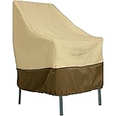 Classic Accessories Veranda Water-Resistant 25.5 Inch High Back Patio Chair Cover, Pebble, Outdoor Chair Covers
