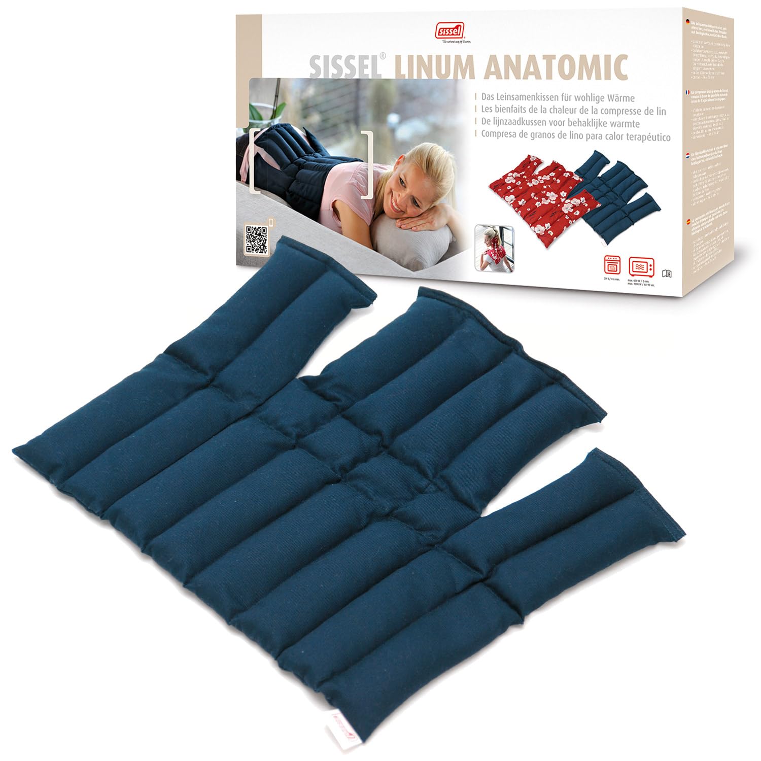 SISSEL® Linum Hot Pad – Linseed Compress for Muscle Pain, Back Ache, Stomach Pain & Colds – Soft, Contoured 100% Cotton Cover